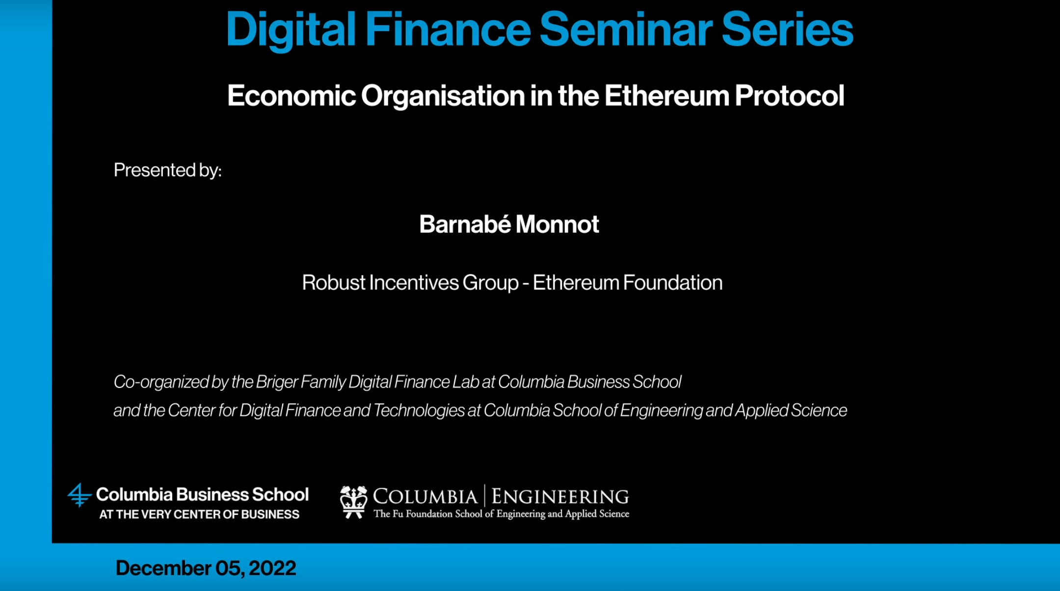 Economic Organisation in the Ethereum Protocol | Columbia Business School