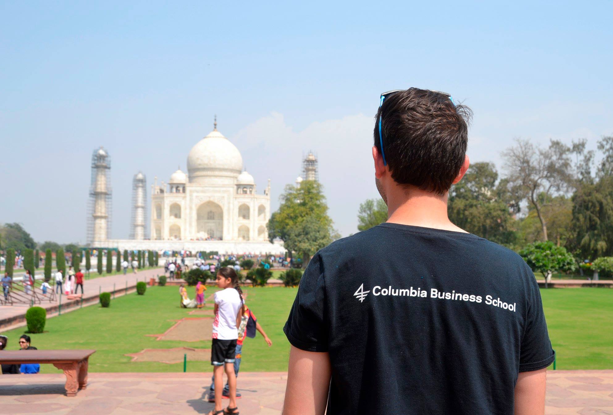 Student in front of Taj Mahal