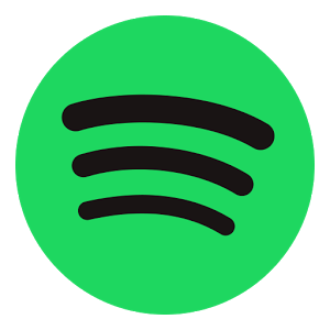 Spotify logo with green circle with three diagonal black curved stripes 