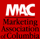 Red background with black letters that read Marketing Association of Columbia and white letters that read MAC