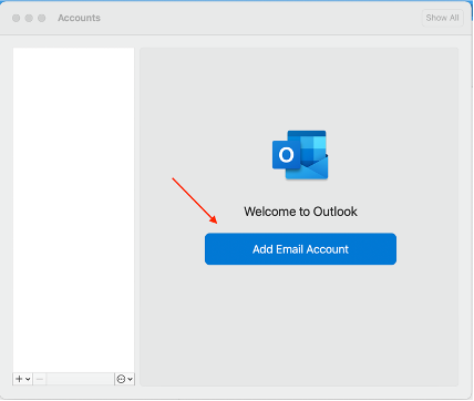 Screenshot of selecting add email account