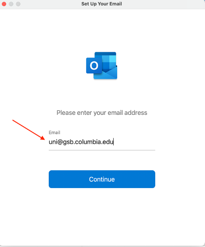 Screenshot of entering your GSB email address