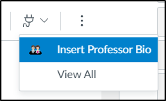 screenshot of apps icon and insert professor bio option