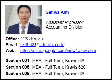 screenshot of example professor bio in Canvas