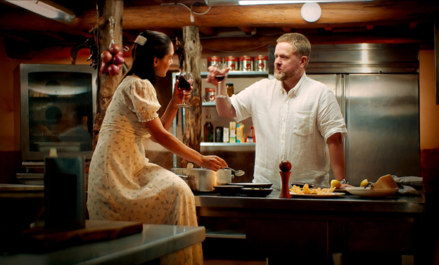 Man and Women drinking wine together
