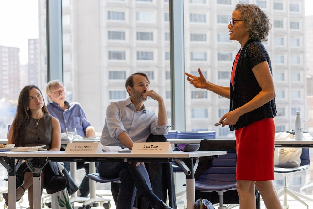 Lisa Dale of Columbia Climate School presenting at an Open Climate Curriculum event during Climate Week NYC 2025.