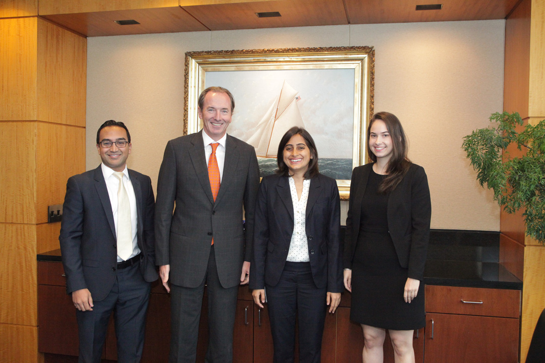 The 2014 Sustainable Investing Fellows with Morgan Stanley Chairman and CEO, James Gorman '87.