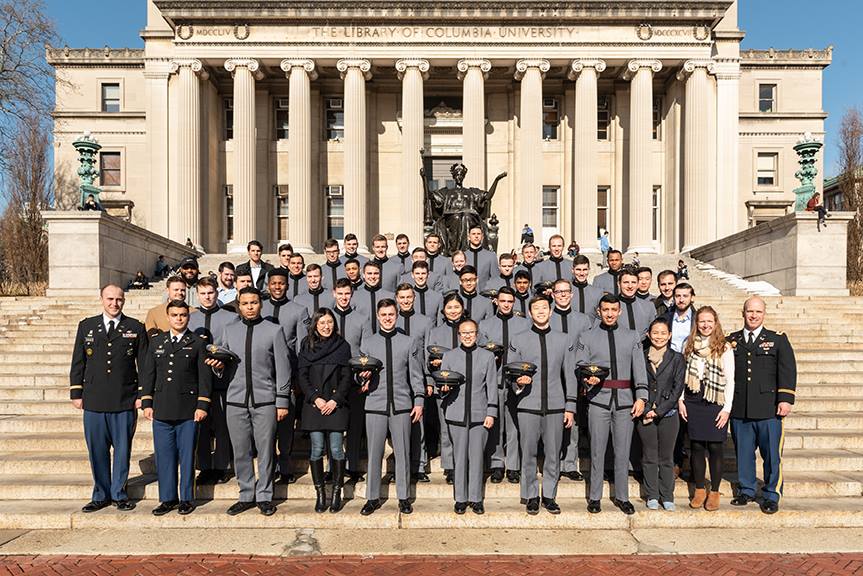 Cadets posing at Columbia University