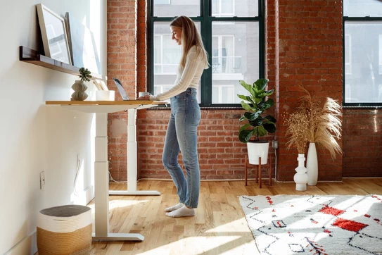 Verity Sylvester using a standing desk 