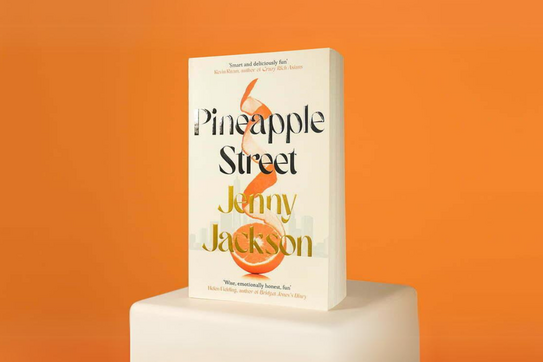 Pineapple Street bookcover and orange background
