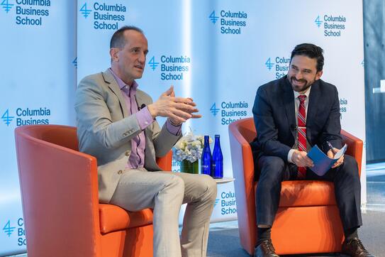 Randy Garutti, left, with Jorge Guzman, Gantcher Associate Professor of Business at CBS.