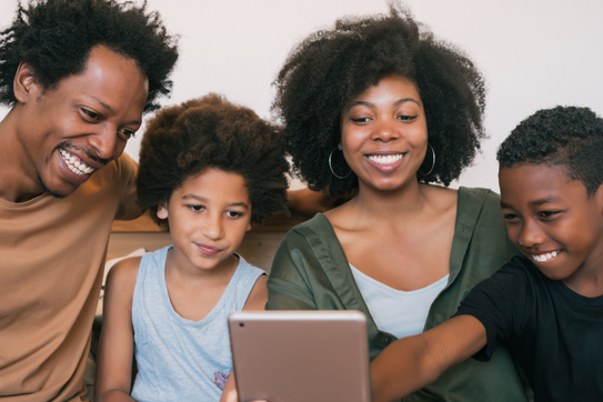 Image of a family video chatting