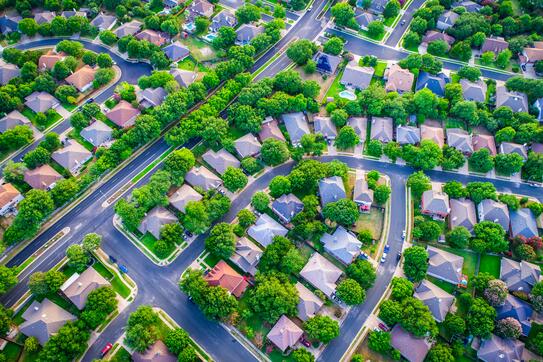 New development real estate aerial drone view