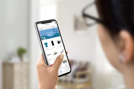 A person viewing an online retail store