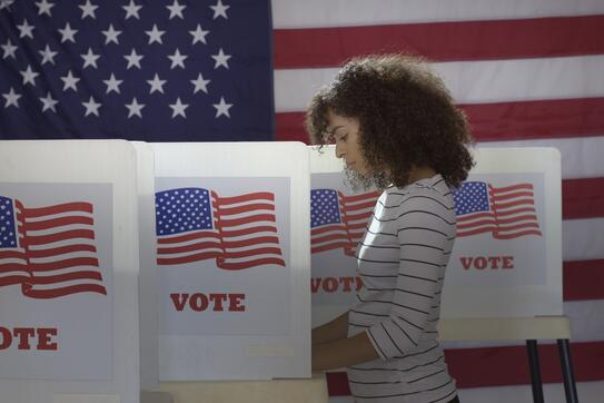 A person in a voting booth