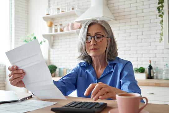 Woman working on finances