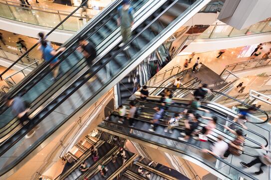 Escalators in a building