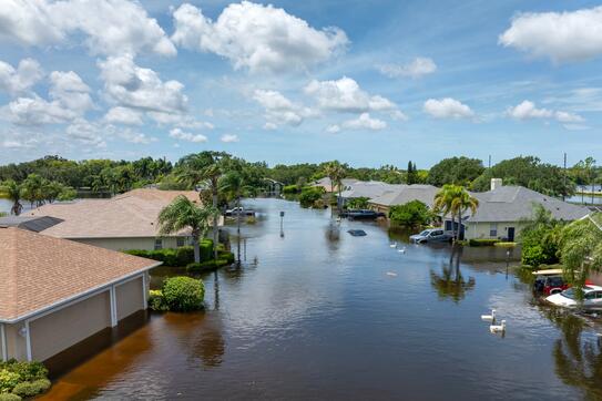 Flooding in a residential area of Florida caused by a tropical storm