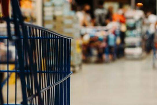 Close up image of a grocery cart