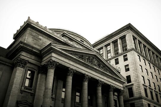 Outside of an old bank building