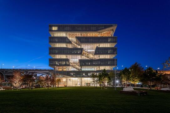 Kravis Building at night