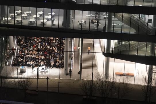 Geffen Hall outside at night