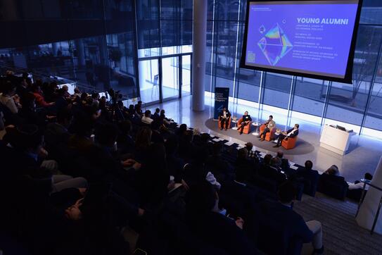 view of a large scale event speakers