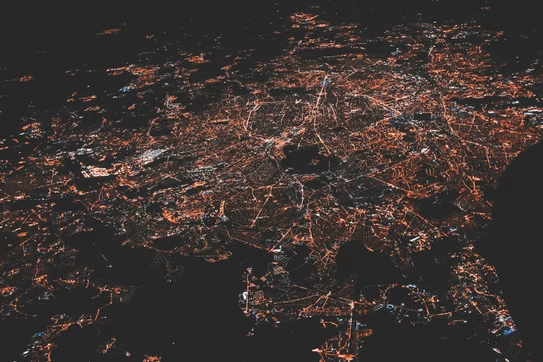 Grid of lights viewed from space