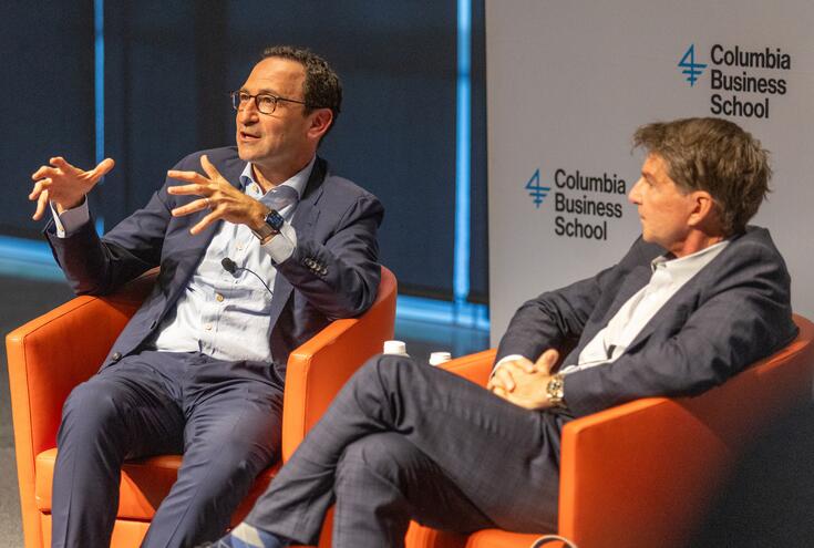 Blackstone’s Jon Gray, left, with CBS Senior Lecturer Brian Lancaster.
