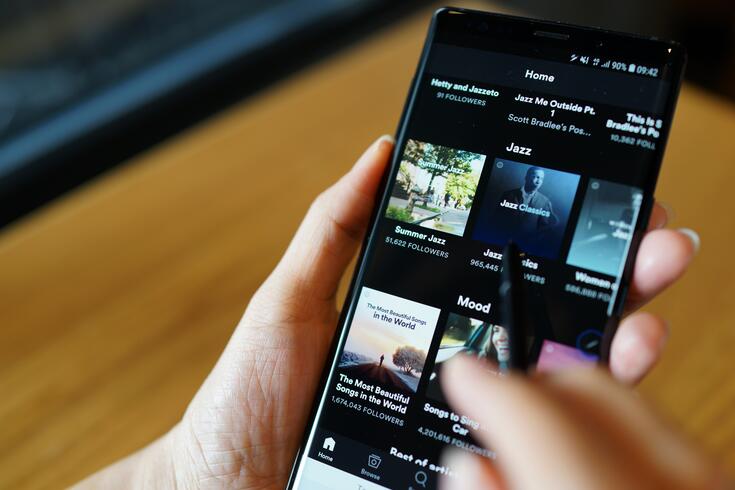 Music app on a smartphone