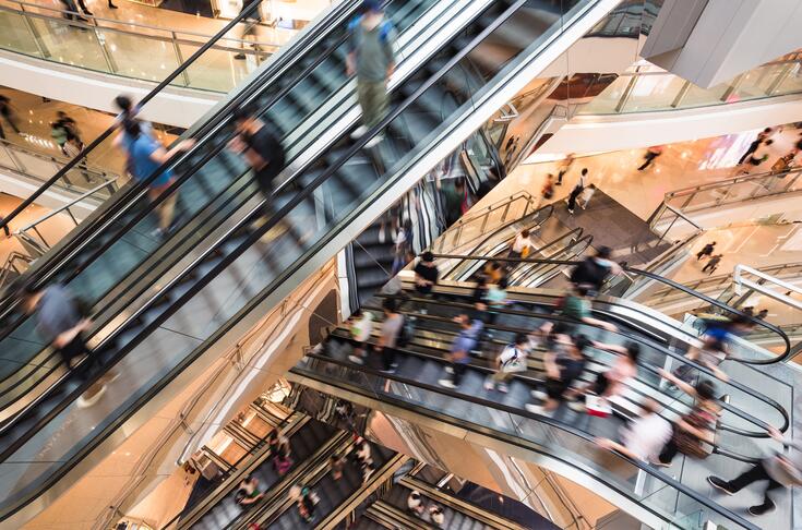 Escalators in a building