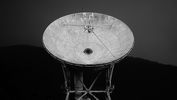 A photograph of a satellite dish