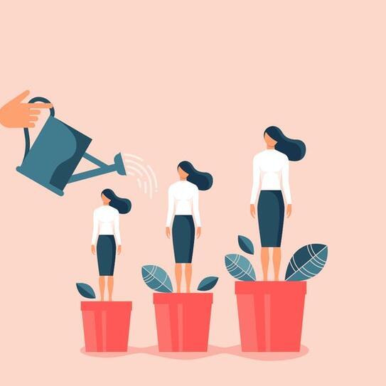 Image of women growing like flowers in a pot