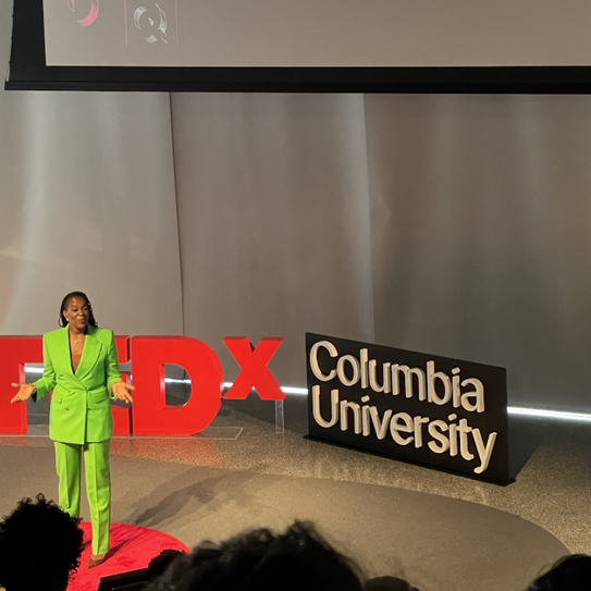 CBS Professor Valerie Purdie-Greenaway speaks at the TEDx event.