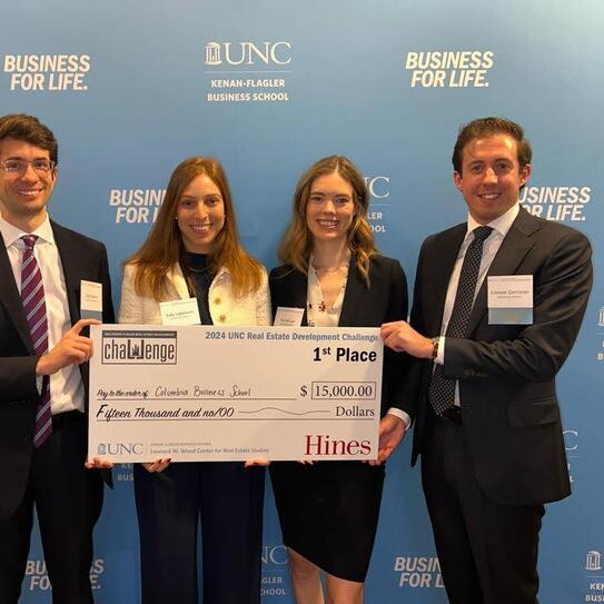 UNC Case Competition Winners holding check