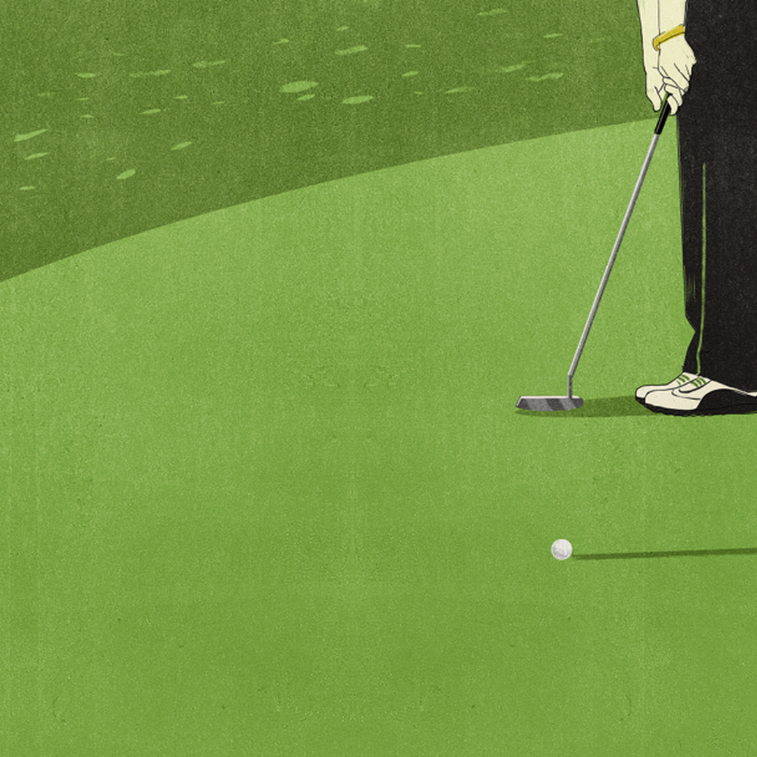 golfer making a put